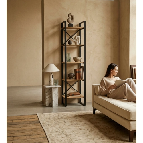 REGAŁ NA KSIĄŻKI DREWNO LITE DĄB JESION OLCHA RNK-4